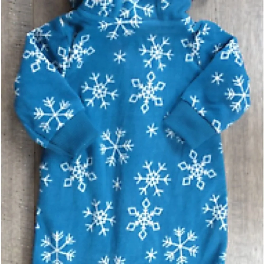 Carter's 9 Month Fleece‎ Hooded Blue Snowflake Outfit one piece zip